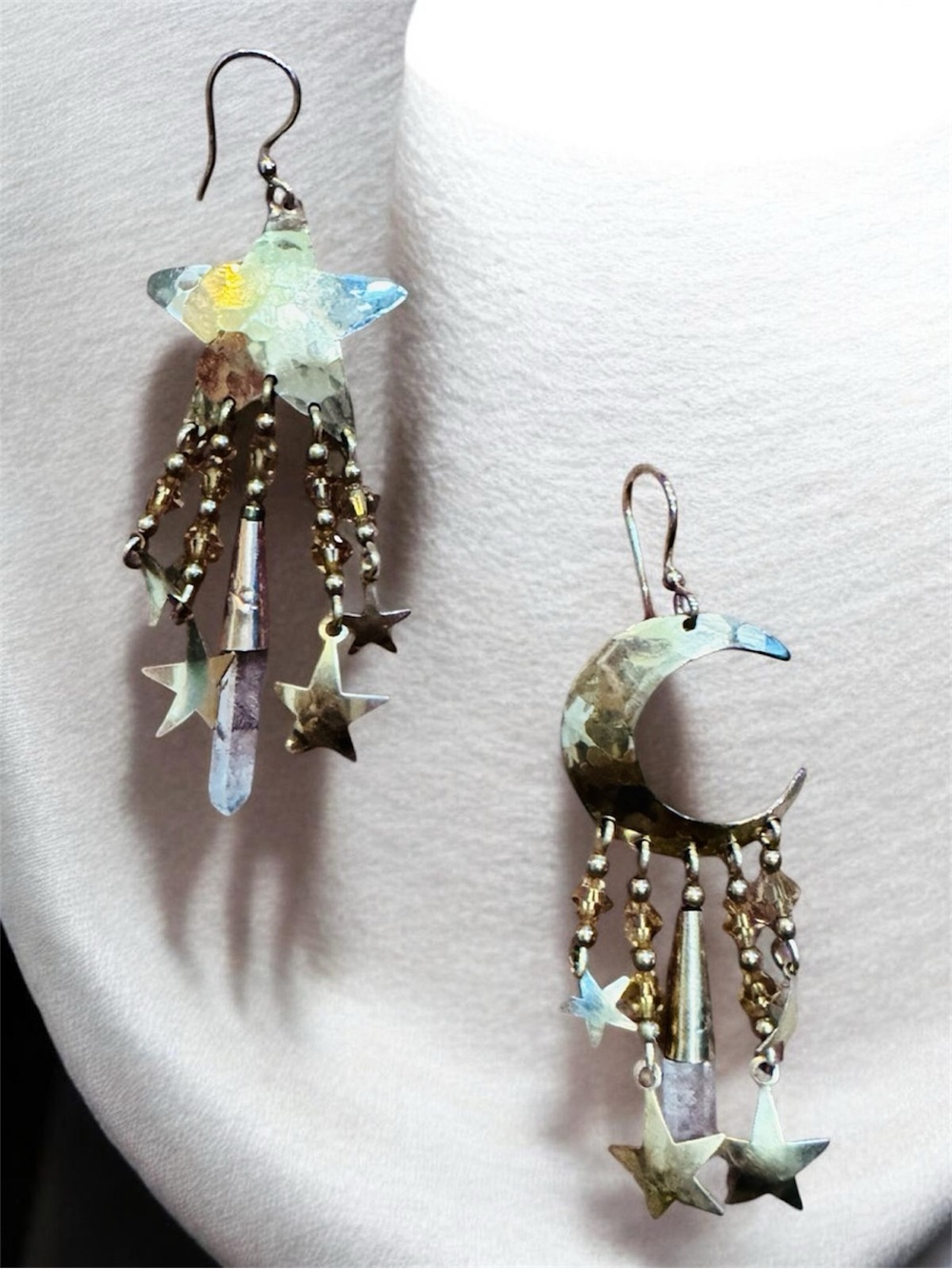 Tabra celestial star & moon gold-filled dangle earrings